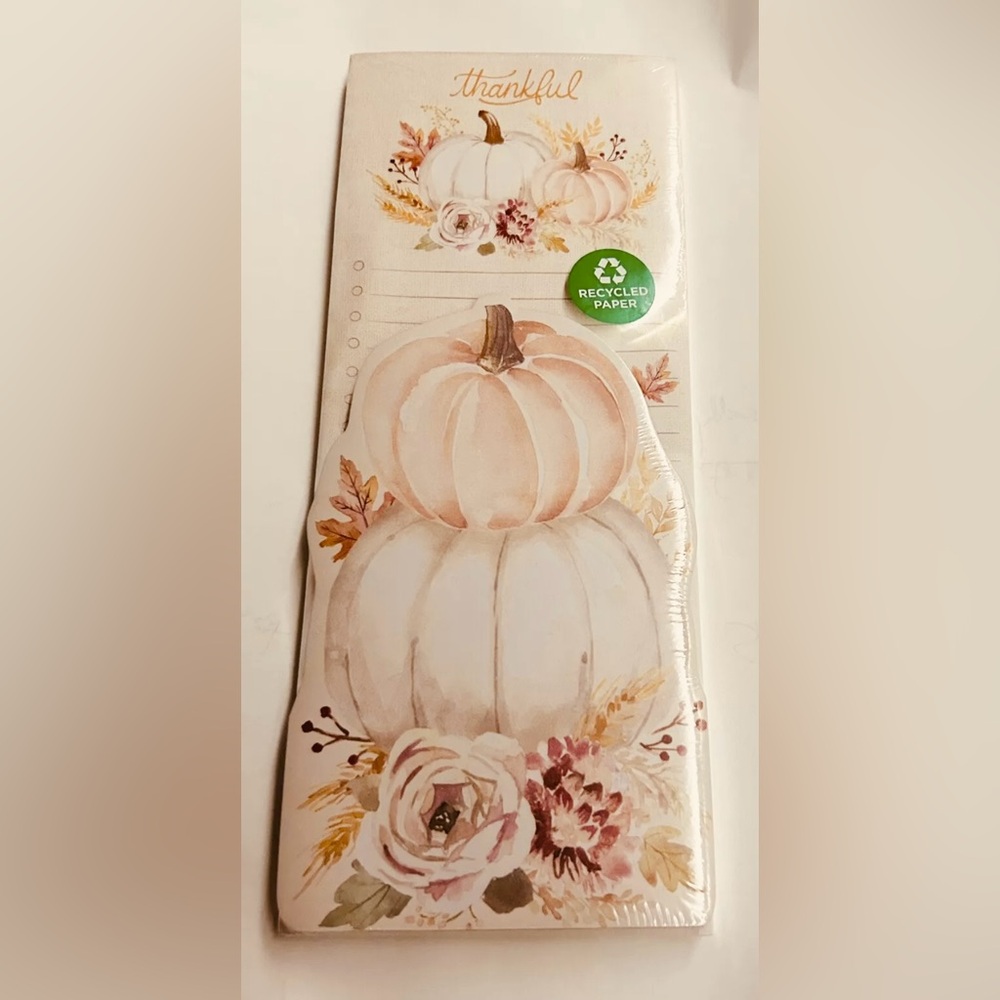 New Notepad Set 2 Pads "Thankful" Magnet Clementine Pumpkin Pumpkins
